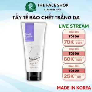 Tẩy tế bào chết mặt The Face Shop ngọc trai Hàn Quốc Smart Peeling White Jewel 120ml trắng da da chết